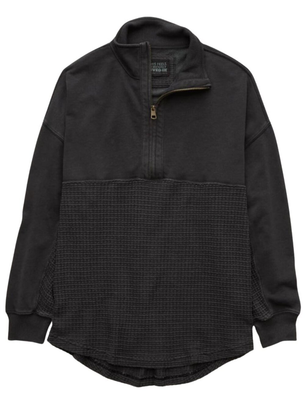 American Eagle AE Oversized Half-Zip Sweatshirt Waffle Knit Charcoal Gray Medium